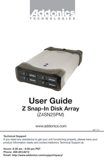 User Guide Z Snap-In Disk Array - Addonics