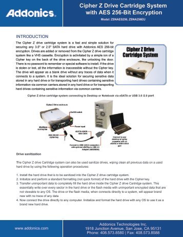 Cipher Z Drive Cartridge System with AES 256-Bit ... - Addonics