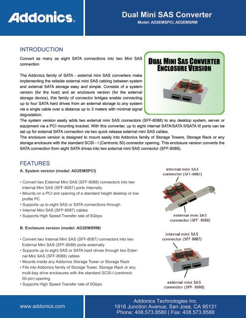 Dual Mini SAS Converter - Addonics