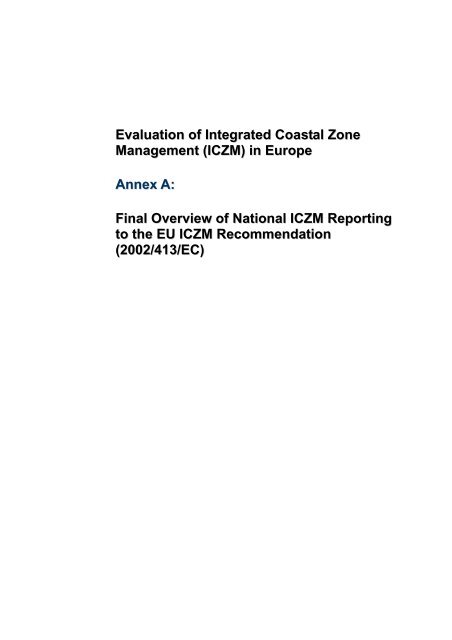 Evaluation of Integrated Coastal Zone Management (ICZM) in ...