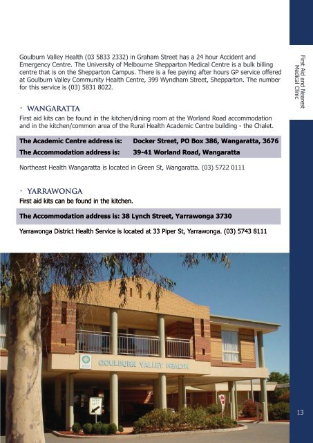Accommodation - School of Rural Health - University of Melbourne