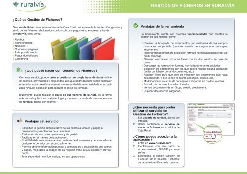 GestiÃ³n de Ficheros en ruralvÃa GESTIÃ“N DE FICHEROS EN ...