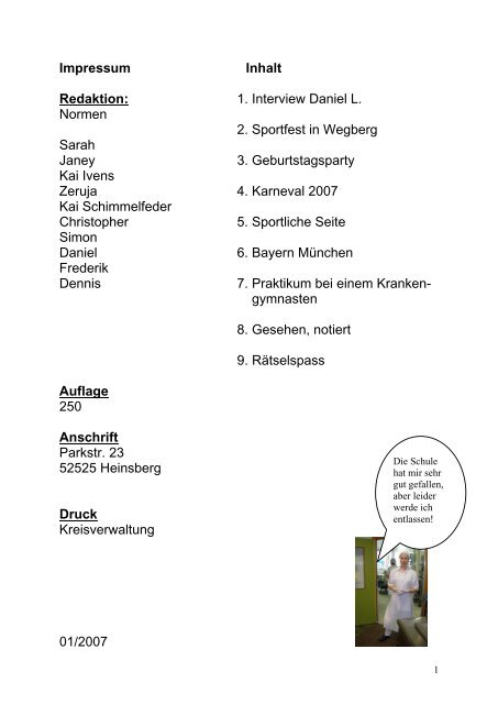 1. Interview Daniel L. Normen 2. Sportfest in ... - Rurtal-Schule