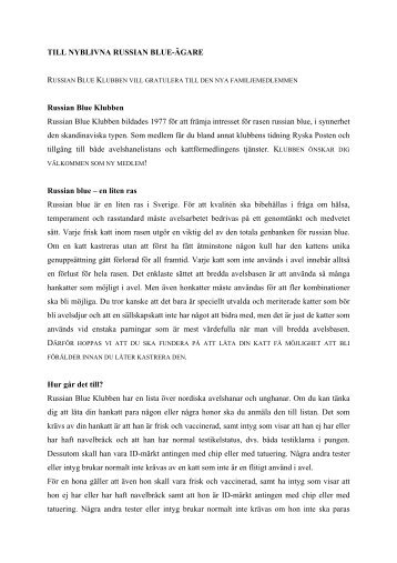 detta brev - Russian Blue Klubben