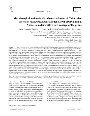 Morphological and molecular characterisation of Californian species ...