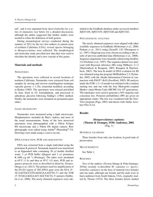 Morphological and molecular characterisation of Californian species ...