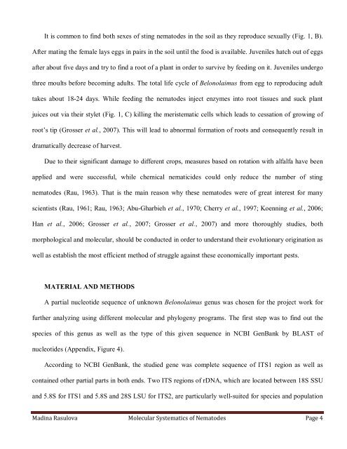 Madina Rasulova Molecular Systematics of Nematodes Page 1