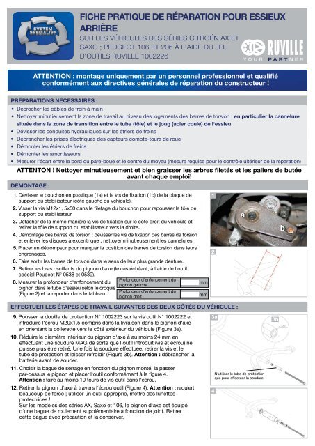 fiche pratique de rÃ©paration pour essieux arriÃ¨re - Ruville