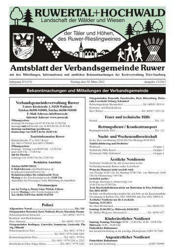 Bekanntmachungen und Mitteilungen der Verbandsgemeinde