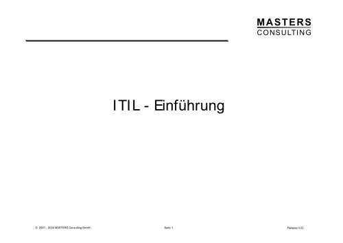 ITIL - EinfÃ¼hrung