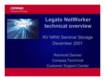 Legato NetWorker technical overview Legato NetWorker technical