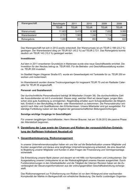 Jahresbericht I 2012 - Raiffeisen-Volksbank Neustadt eG