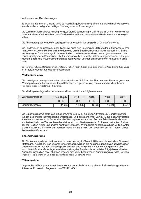 Jahresbericht I 2012 - Raiffeisen-Volksbank Neustadt eG