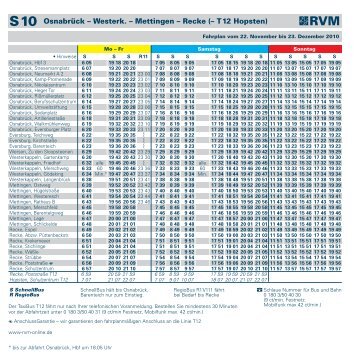 S10 OsnabrÃ¼ck â Westerk. â Mettingen â Recke (â T12 ... - RVM