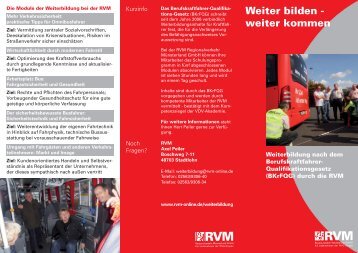 Flyer Weiterbildung bei der RVM