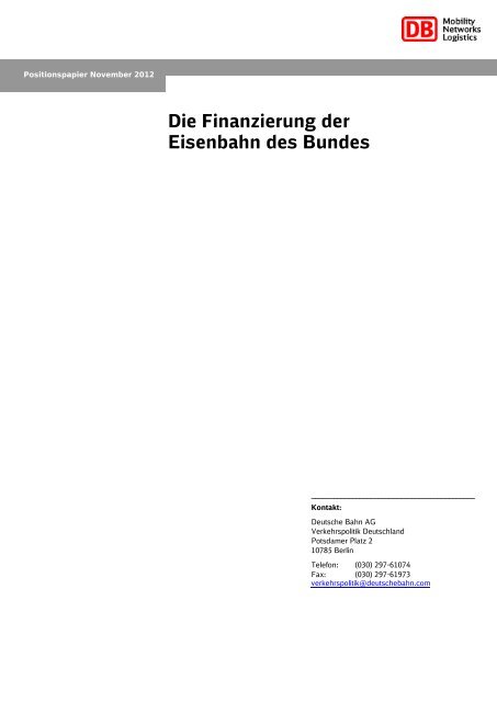 Die Finanzierung der Eisenbahn des Bundes - Deutsche Bahn AG