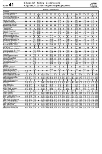 Linie 41 Regenstauf - Zeitlarn - Regensburg Hauptbahnhof ...