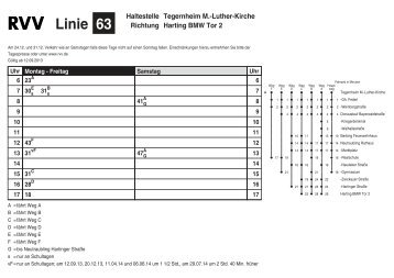 Linie 63 - RVV Regensburger Verkehrsverbund