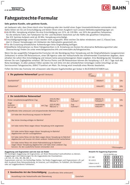 Deutsche Bahn Fahrgastrechte Formular Online