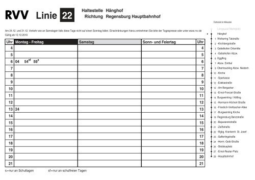 Linie 22 - RVV Regensburger Verkehrsverbund