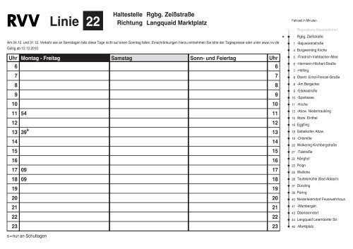 Linie 22 - RVV Regensburger Verkehrsverbund