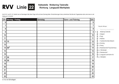 Linie 22 - RVV Regensburger Verkehrsverbund