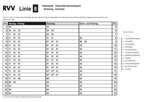 Linie 8 - RVV Regensburger Verkehrsverbund