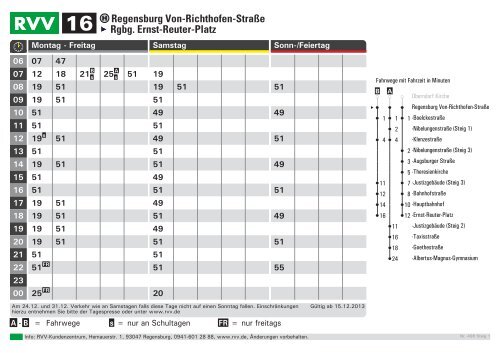 Linie 16 - RVV Regensburger Verkehrsverbund