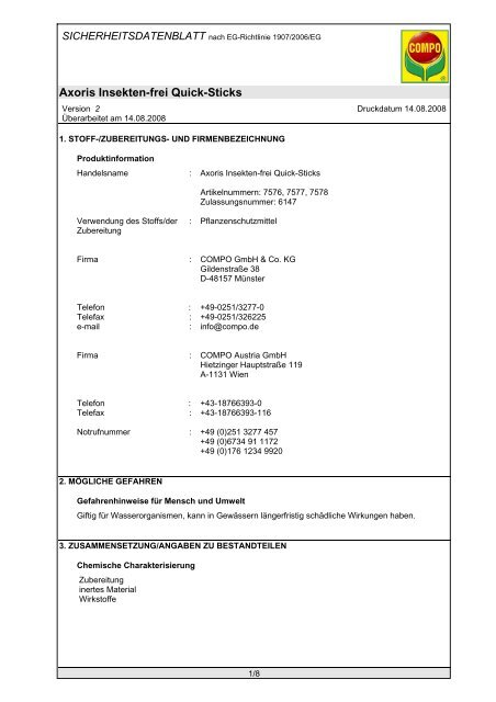 Axoris Insekten-frei Quick-Sticks - RW Agrar GmbH Hassberge