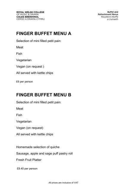 Finger Buffet Menu