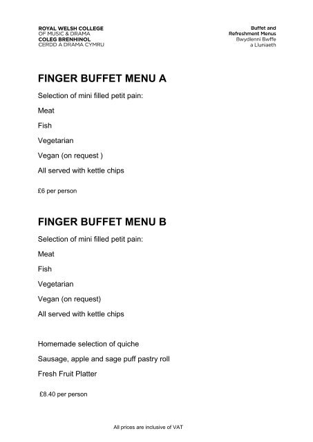 Finger Food Buffet Menu Ideas