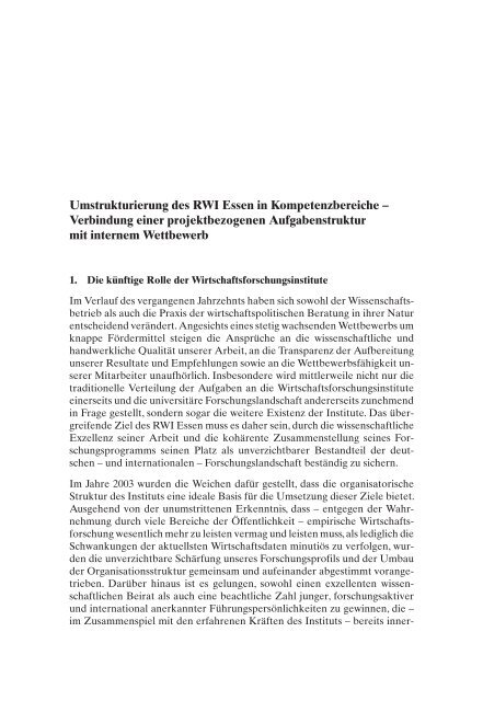 Arbeitsbericht des RWI 2003 - Rheinisch-WestfÃ¤lisches Institut fÃ¼r ...