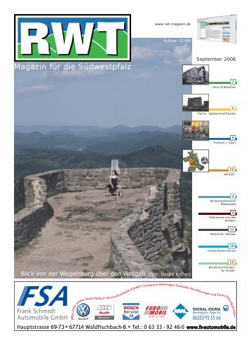 September - RWT - Magazin fÃ¼r die SÃ¼dwestpfalz