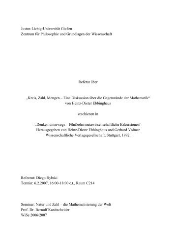 Referat Ã¼ber "Kreis, Zahl, Mengen ..." von H.-D. Ebbinghaus