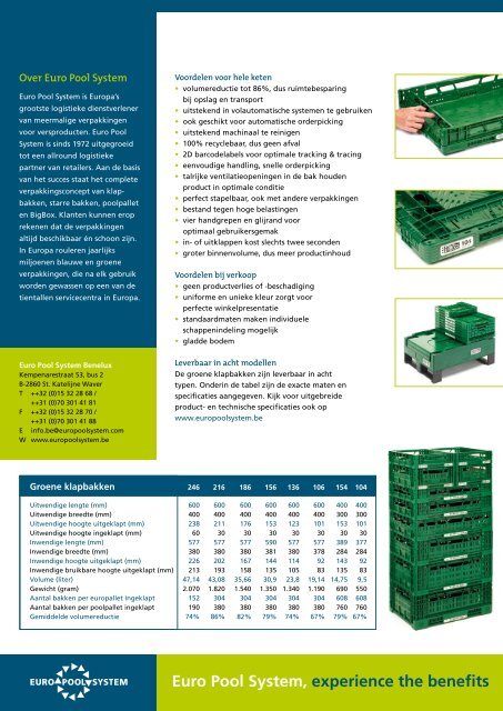 De klasse van de klapbak - Euro Pool System