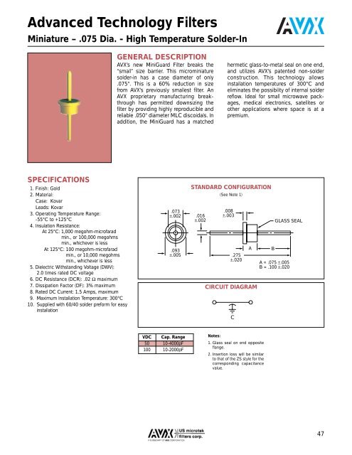 AVX US Microtek EMI Filters Catalog - RYSTON Electronics sro