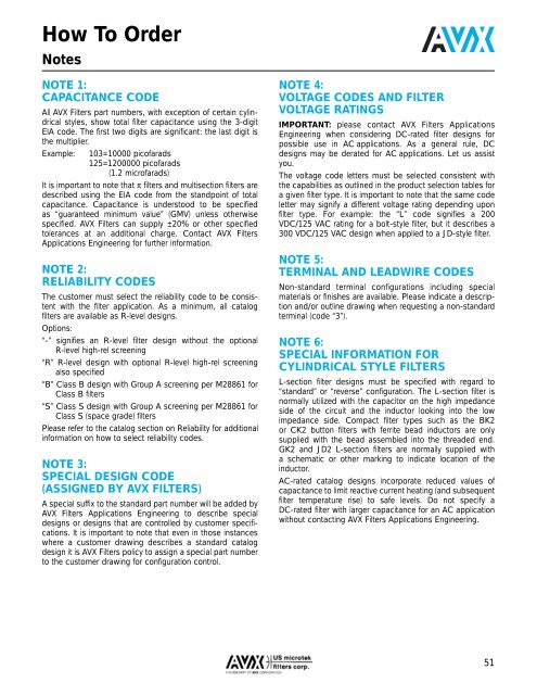 AVX US Microtek EMI Filters Catalog - RYSTON Electronics sro