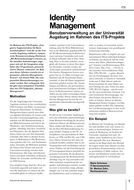 Identity Management - Rechenzentrum - UniversitÃ¤t Augsburg