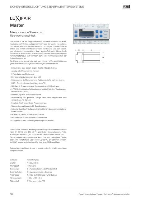 SICHERHEITSBELEUCHTUNG - RZB