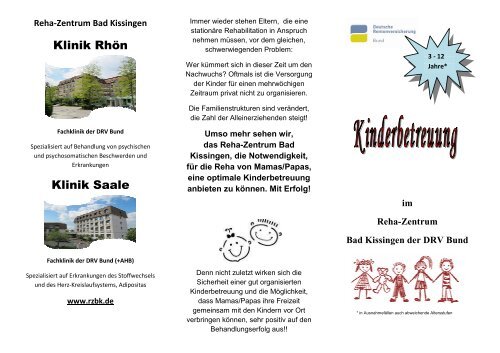 den Flyer zur Kinderbetreuug herunter - Reha-Zentrum Bad Kissingen