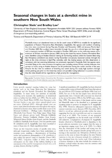 Seasonal changes in bats at a derelict mine in ... - RZS of NSW