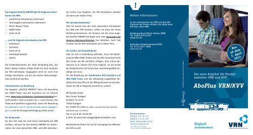 AboPlus VRN/KVV - VRN Verkehrsverbund Rhein-Neckar