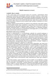 Összefoglaló és ajánlás az Árpád Tiszk projeket keretében ...