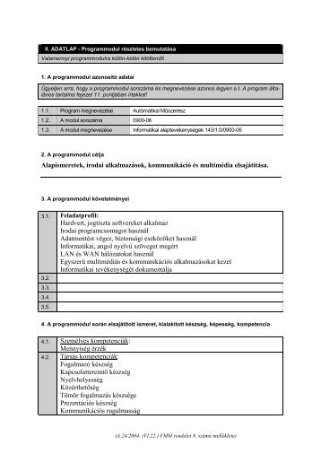 Informatikai alaptevékenység 143-1.0-0900-06