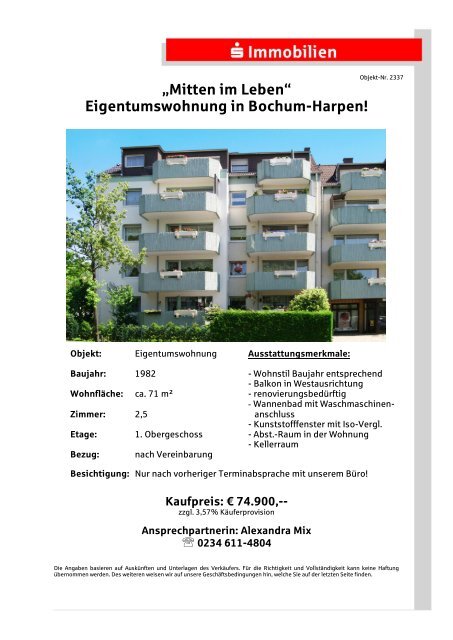 Eigentumswohnung in Bochum-Harpen! - S-Immobiliendienst.de