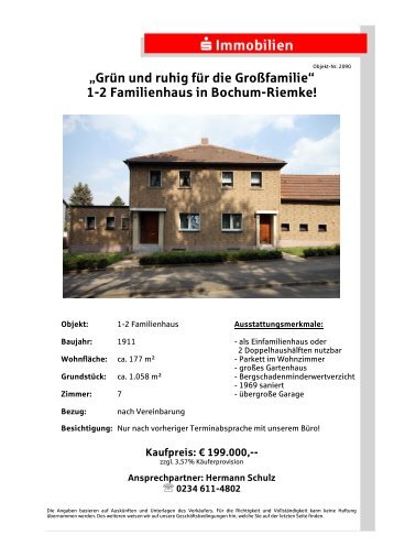 1-2 Familienhaus in Bochum-Riemke! - S-Immobiliendienst.de
