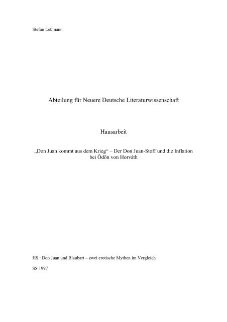 Don Juan kommt aus dem Krieg