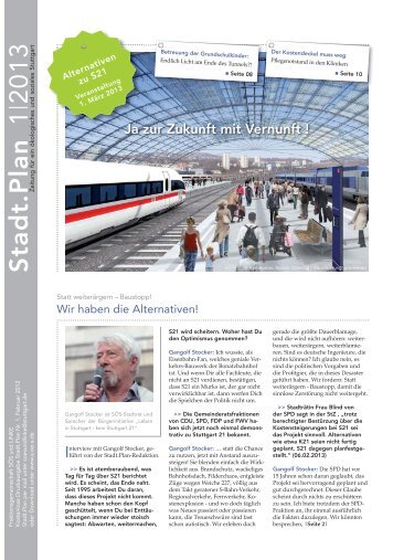 Stadt.Plan 1|2013: Alternativen zu S21 - Stuttgart Ãkologisch Sozial
