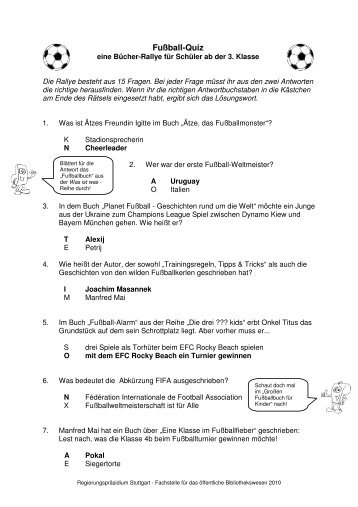 FuÃball-Quiz - Fachstelle fÃ¼r das Ã¶ffentliche Bibliothekswesen Stuttgart