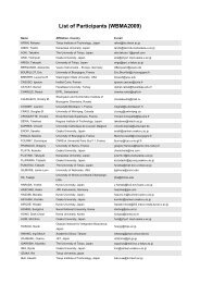 List of Participants (WBMA2009)